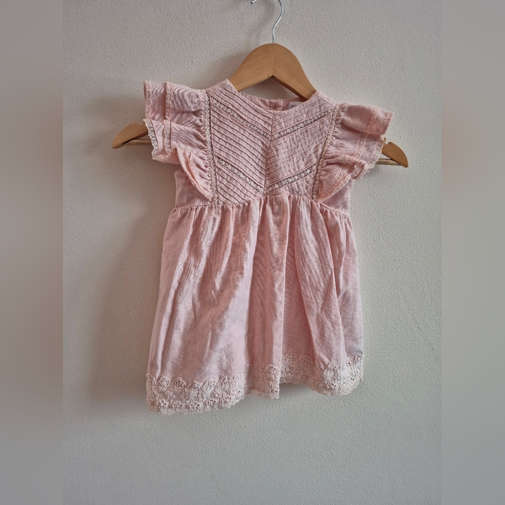 Zara Size 2 3 Cotton And Linen Dress Light Pink